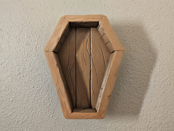 Coffin Wall Shelf 3D Printed Gothic Floating Shelf Halloween Decor Nail Mount