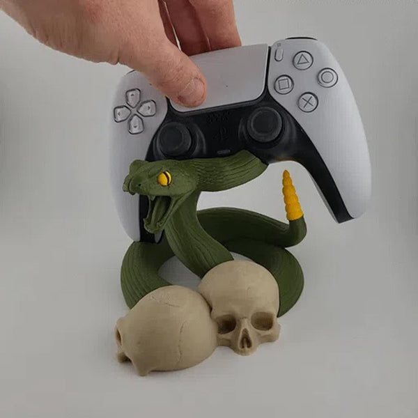 PS5 Controller Stand - Snake & Skulls Holder - Dark Fantasy Gaming Decor