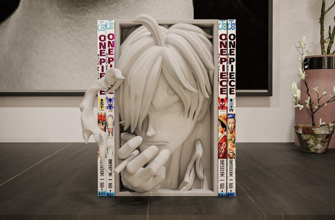 Sanji Inspired Manga Nook - One Piece Unpainted 3D Printed Shelf Insert