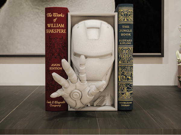 Iron Man Book Nook and Wall Mount - 3D Printed Bookend Display Statue