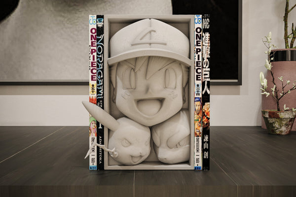 Pokemon Inspired Manga Nook - 3D Printed Shelf Insert Unpainted
