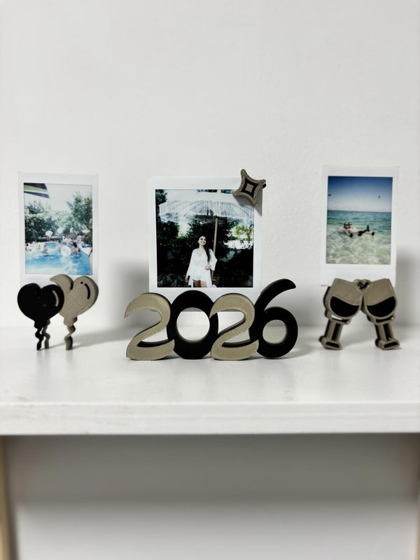 2026 New Year Photo Stand & Fridge Magnet Set