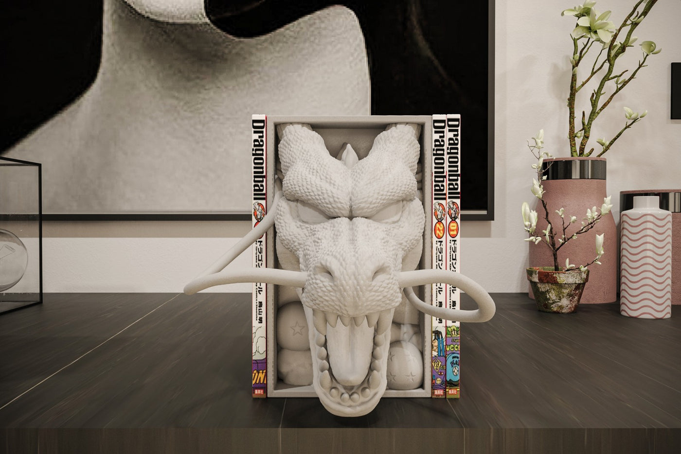 Shenron Manga Nook 3D Printed Dragon Head Bookend Manga Book Holder Statue