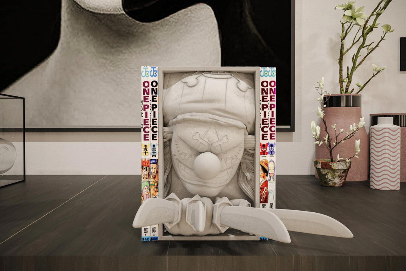 Buggy the Clown Manga Book Nook - One Piece Inspired Bookshelf Insert Unpainted
