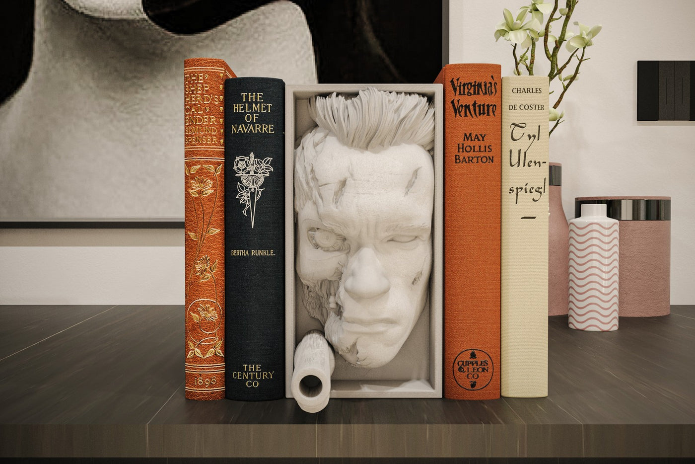 Terminator Book Nook 3D Printed T-800 Bookend Wall Mount Shelf Decor Gift