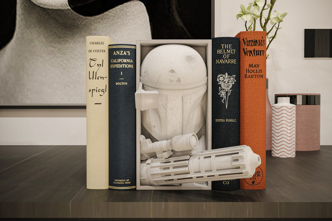 Boba Fett Inspired Book Nook / Wall Mount - Star Wars 3D Printed Unpainted