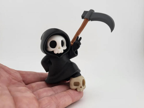 Peace Out Grim Reaper Skeleton Figure - Funny Macabre Desk Decor