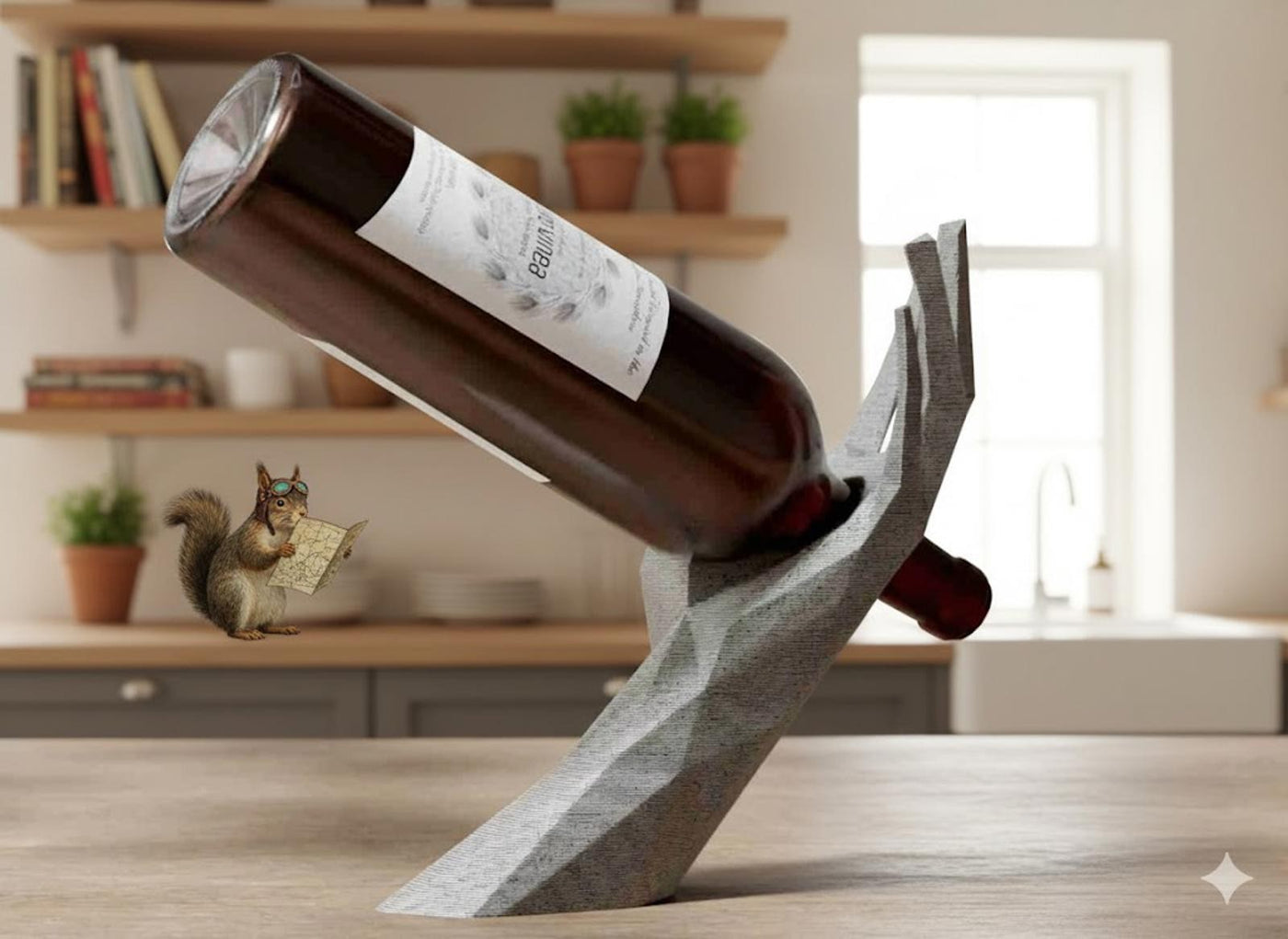 VinoGrace Geometric Hand Wine Holder - Gravity-Defying Low Poly Bottle Stand