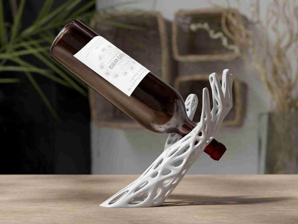 Gravity-Defying Voronoi Wine Holder - Balancing Bottle Stand