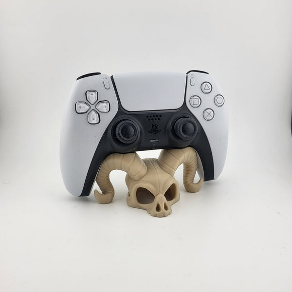 Ram Skull PS5 Controller Stand - Horned Skull Holder Gothic Gaming Desk Decor