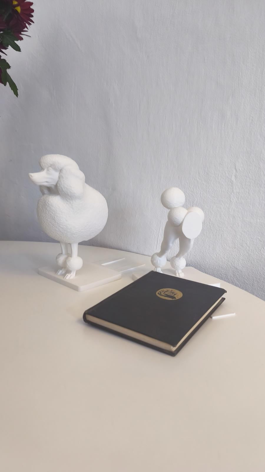 Poodle Bookends - 3D Printed Canine Bookshelf Decor Mid-Century Modern