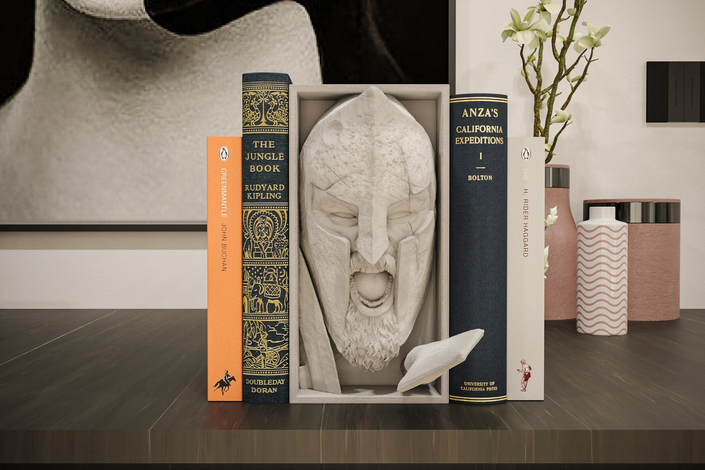 Leonidas Book Nook Spartan Warrior 3D Printed Bookshelf Insert Wall Mount Decor