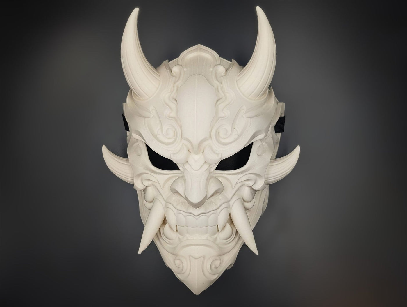 Oni Demon Mask 9.5" Japanese Hannya Samurai 3D Printed Wearable Cosplay White