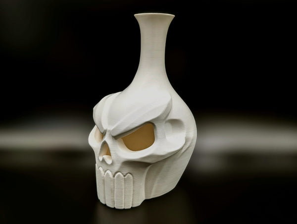 Skull Vase 3D Printed Gothic Bone White Flower Holder Halloween Home Decor 8in