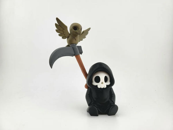 Grim Reaper with Owl Companion - Morbidly Adorable Desk Decor