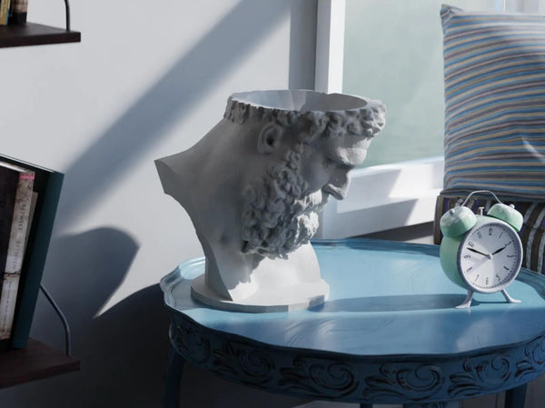 Hercules Bust Planter - Greek God Head Vase