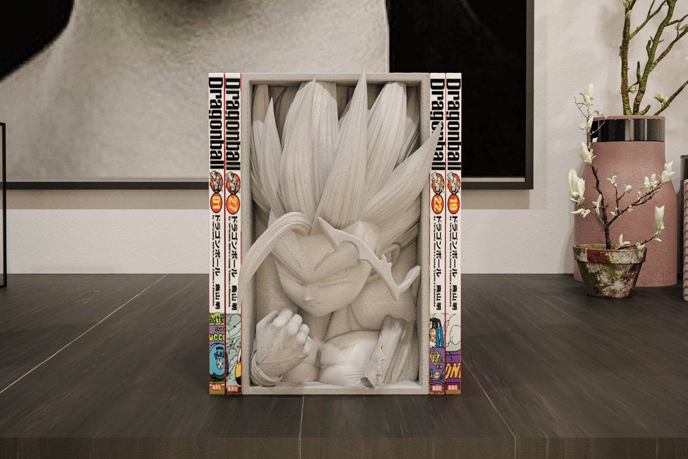 Gohan Manga Nook 3D Printed Dragon Ball Z Bookshelf Insert Bookend Shelf Decor
