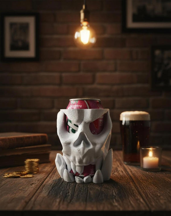 Orc Skull Can Cooler - Fantasy Tusk Drink Holder