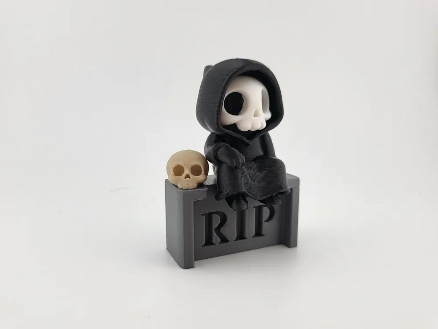 Gothic Reaper on Tombstone Figure - Cute Macabre Desk Decor