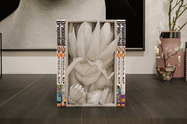 Gohan SSJ2 Inspired Manga Nook - Dragon Ball Z 3D Printed Shelf Insert Unpainted