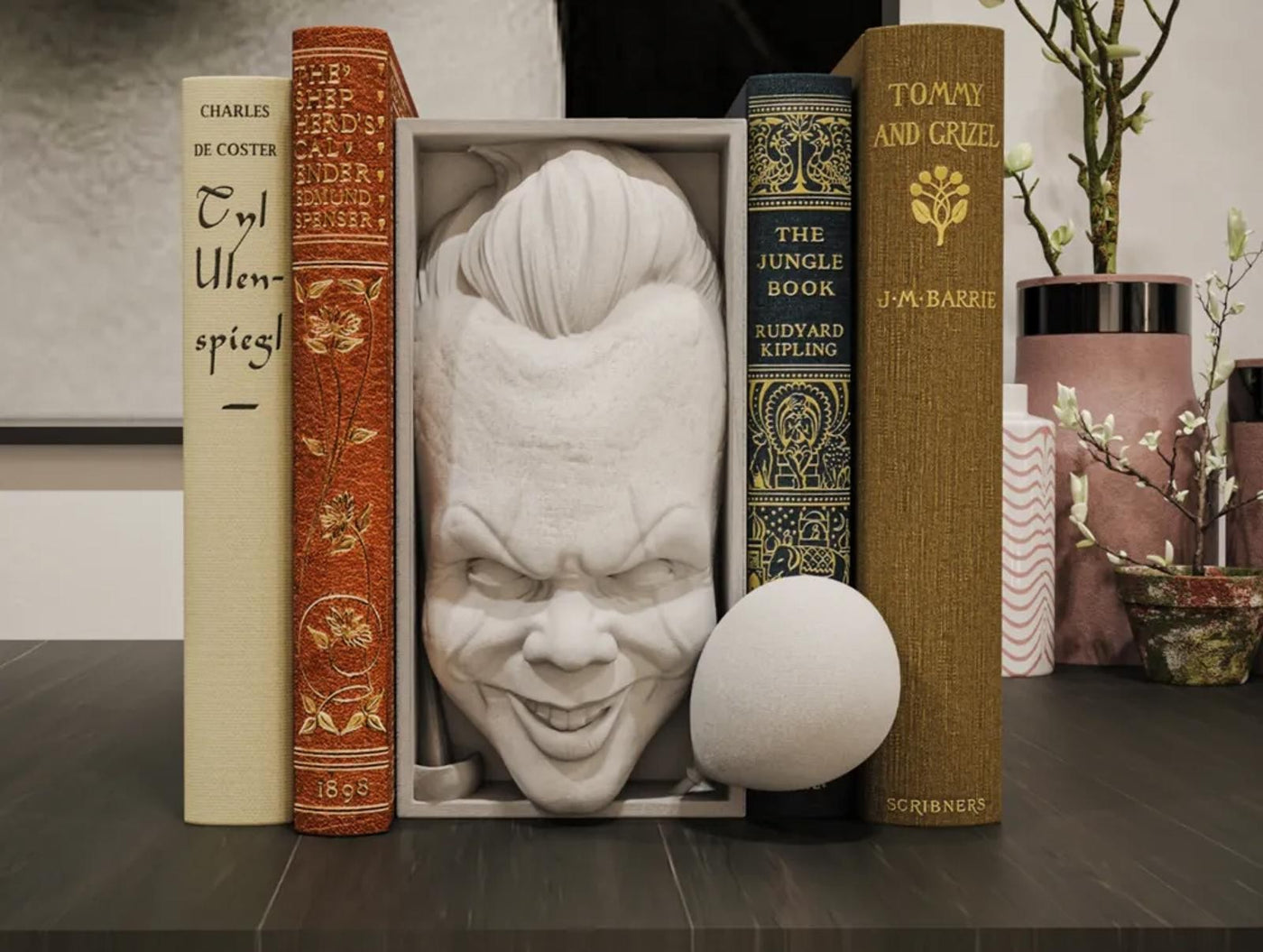 Pennywise Inspired Book Nook IT Horror 3D Printed Shelf Insert Gift